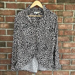 C&C California Pale Pink and Black Animal Print Blouse